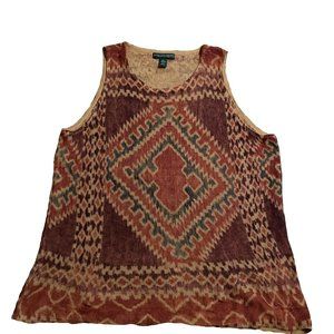 Vintage Ralph Lauren Linen Patterned Tank